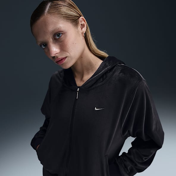 Plain black nike hoodie womens sales